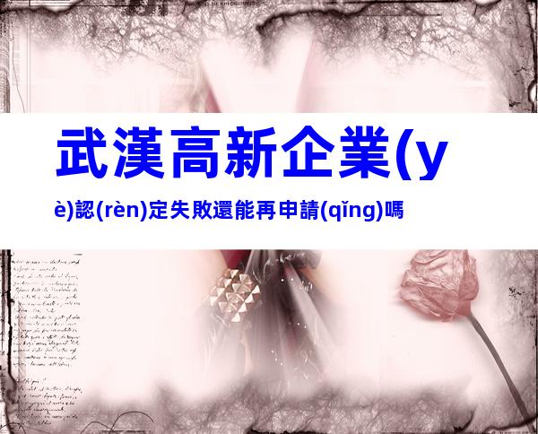 武漢高新企業(yè)認(rèn)定失敗還能再申請(qǐng)嗎